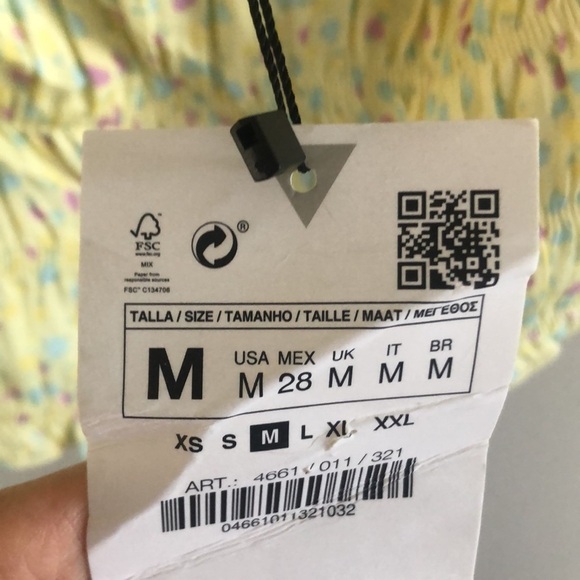 NWTS Zara Puffy Shoulder Pastel Hyper-feminine Floral Tube Top Size Med… - Picture 5 of 6